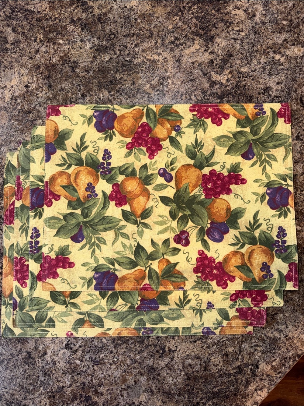Fruit Pattern Yellow Placemats - Set of 4